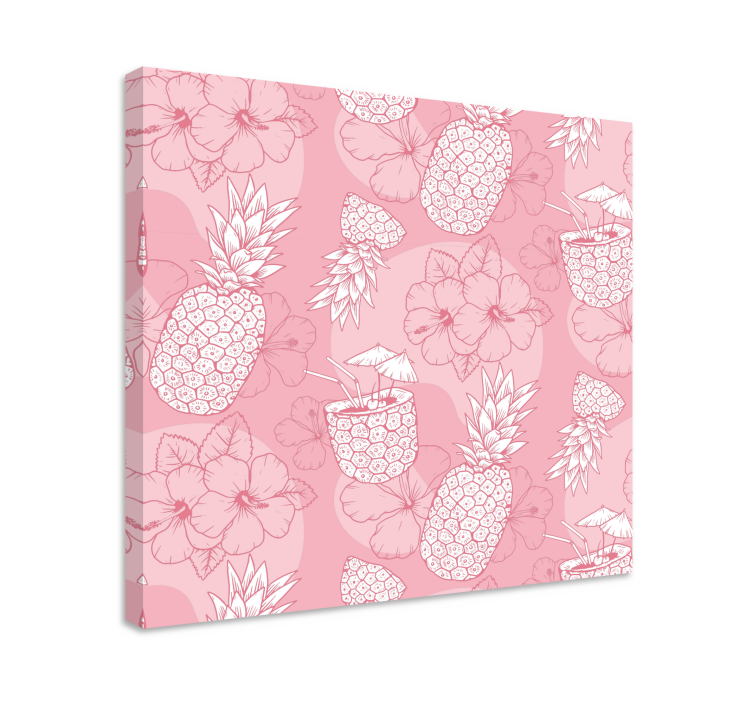 Blomst lerretsbilde ananas hibiskus mønster - Tenstickers