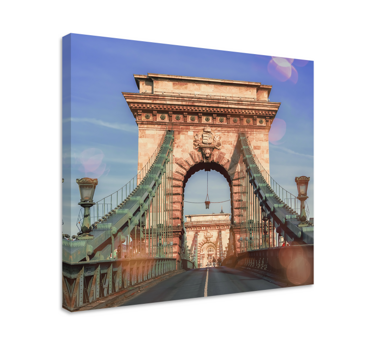 Chain bridge view byer lerretsbilde - Tenstickers