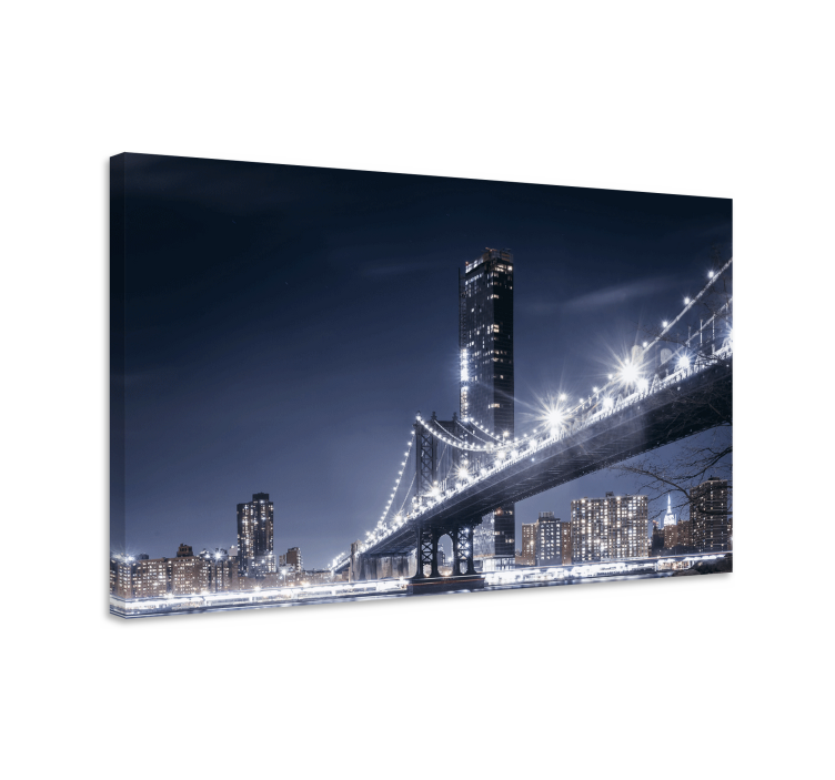 Brooklyn bridge lys byer lerretsbilde - Tenstickers