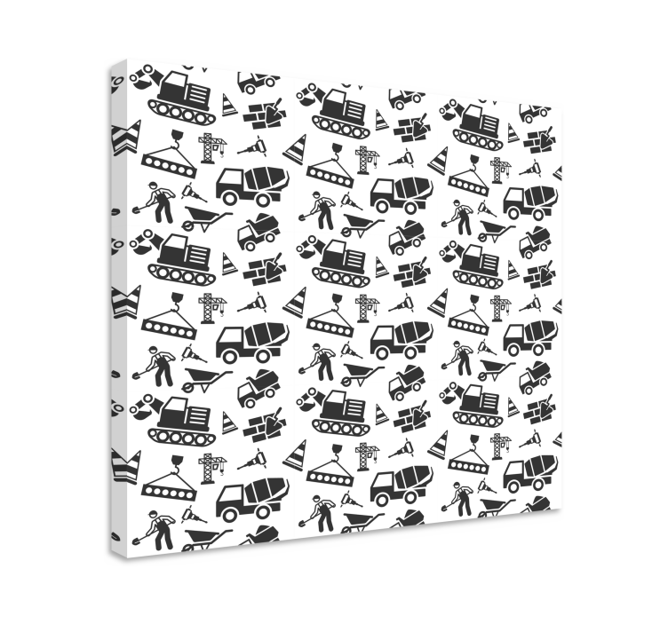 Lerretsbilde tekster byggeplass ikoner - Tenstickers