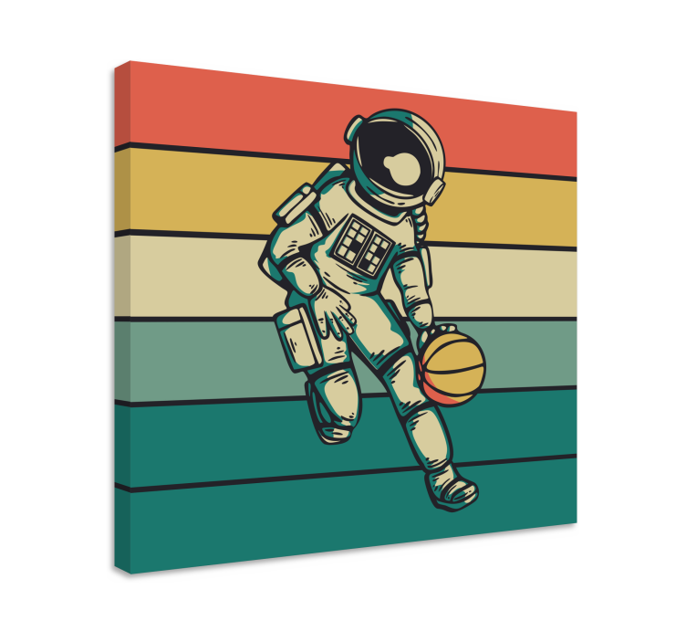 Sport lerretsbilde kosmonaut spiller basketball - Tenstickers