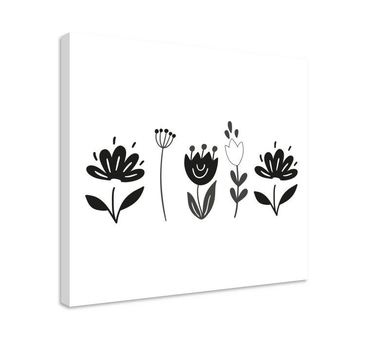 Sorte og hvite blomster lerretsbilde blomster - Tenstickers