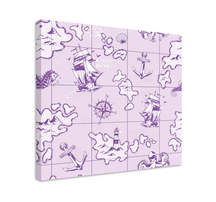 Lerretsbilde seilere med vintage nautisk kompass - Tenstickers