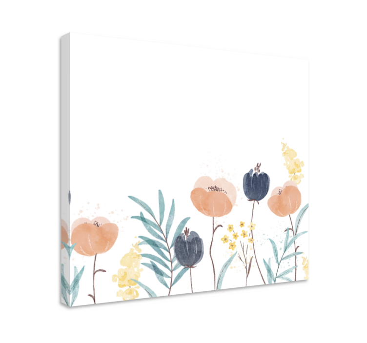 Blomst lerretsbilde med blomsterknopper arrangement - Tenstickers