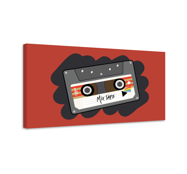 Lerretsbilde musikal retro mixtape design - Tenstickers
