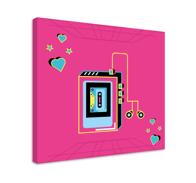 Lerretsbilde musikal retro kassettsjarm - Tenstickers