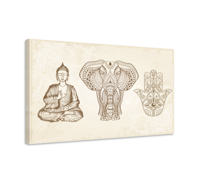Buddha hamsa håndsymbol lerretsbilde moderne - Tenstickers