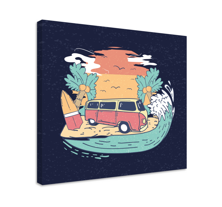 Surfing van scene byer lerretsbilde - Tenstickers