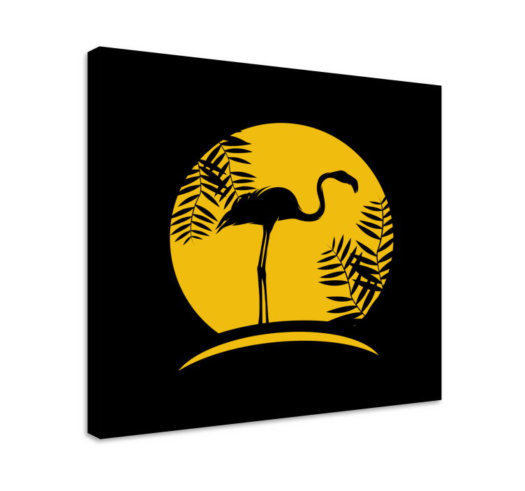 Elegant flamingo silhuett fugle lerretsbilde - Tenstickers