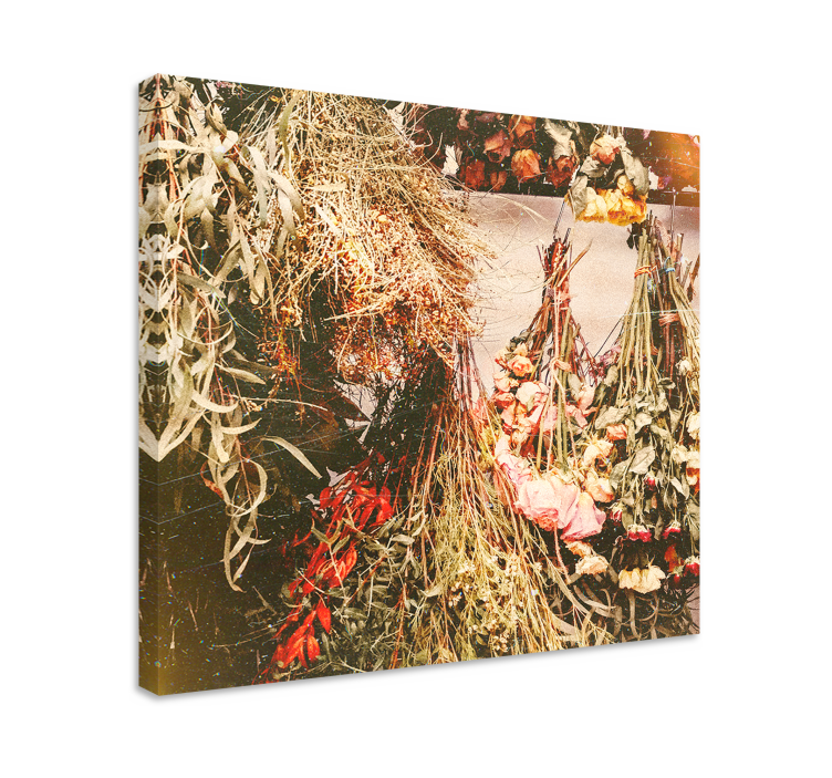 Vakre blomster som tørker cottagecore-stil lerretsbilde blomster - Tenstickers