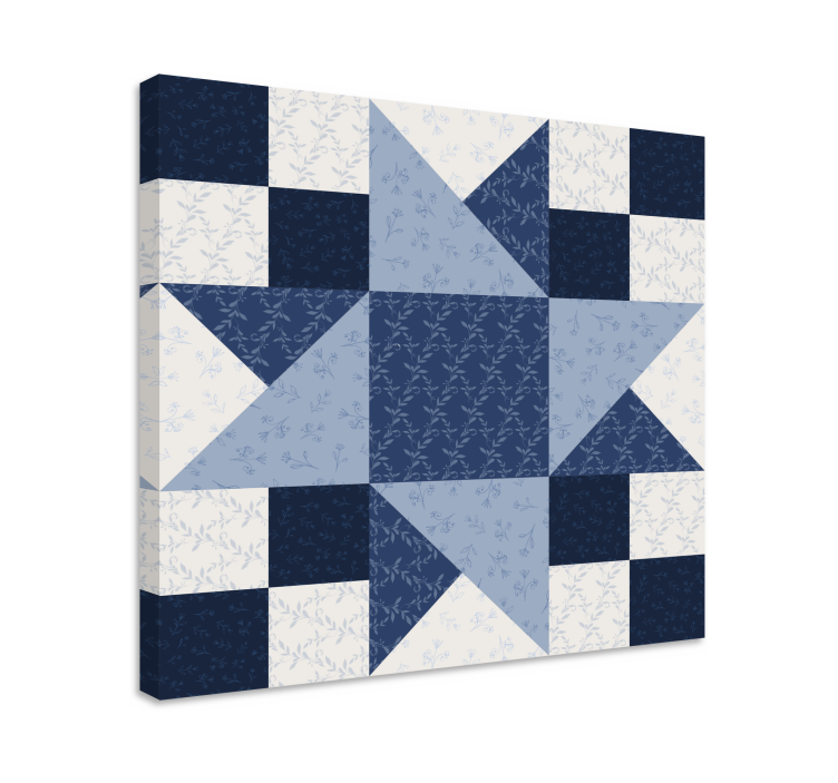 Lappeteppe blå stjerne trekant design lerretsbilde geometrisk - Tenstickers