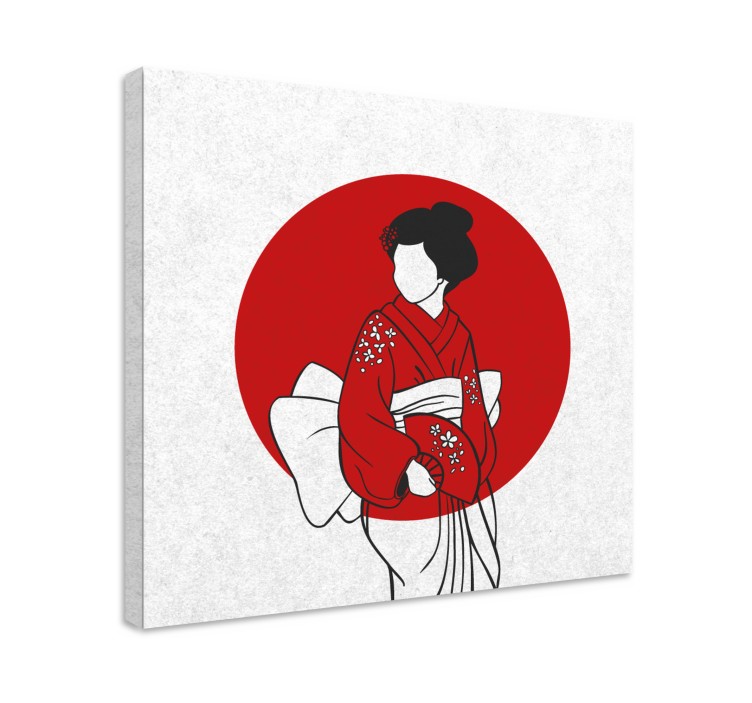 Orientalsk lerretstrykk tradisjonell kimono eleganse - Tenstickers
