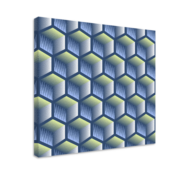 Geometriske lerretsbilde med sekskantet kube mønster - Tenstickers