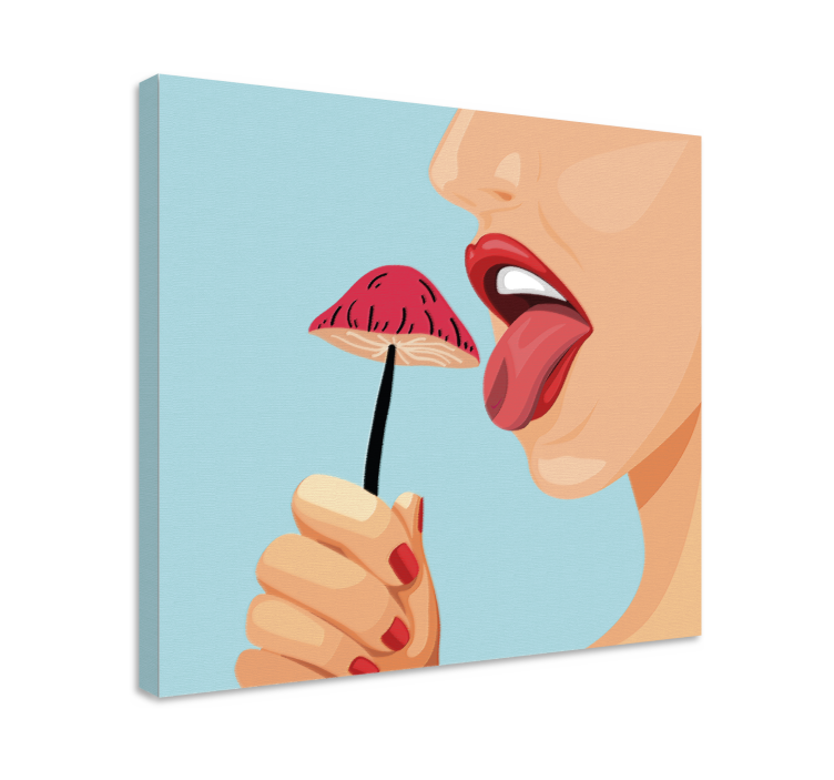 Jente slikker en sopp kunstnerisk design lerretsbilde moderne - Tenstickers