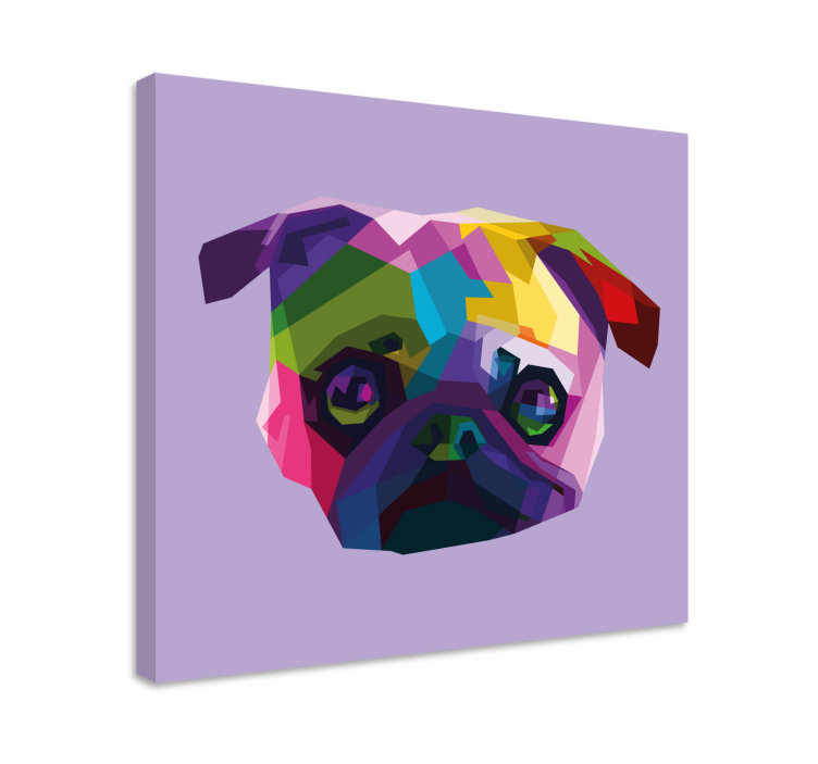 Geometrisk-dyr mops hund lerretsbilde hunder - Tenstickers