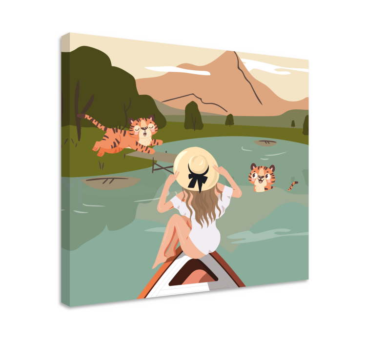 Dyr lerretsbilde tiger blant naturen - Tenstickers