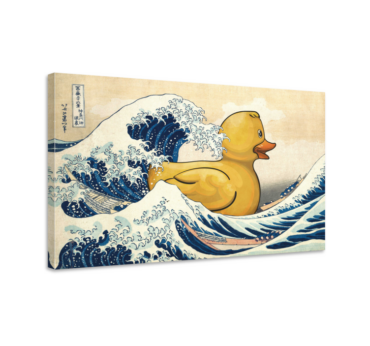 Kanagawa gummiand lerretsbilde kunst - Tenstickers