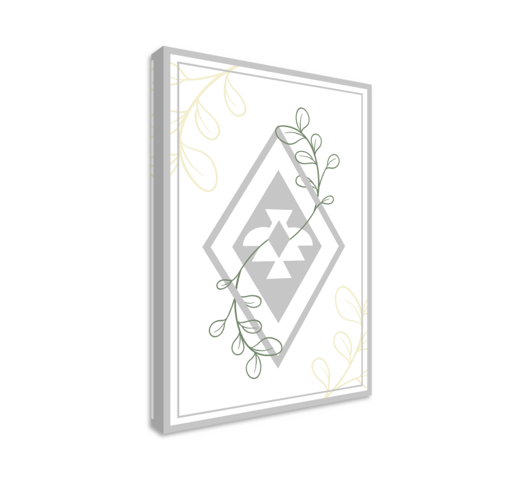 Geometrisk bladmønster lerretsbilde stue - Tenstickers