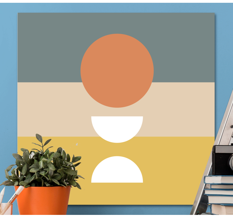 3 stripete med sirkelflagg lerretsbilde geometrisk - Tenstickers