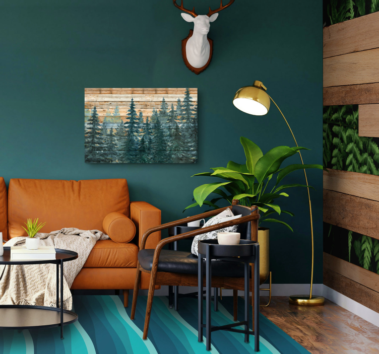 Majestetisk furuskog lerretsbilde stue - Tenstickers