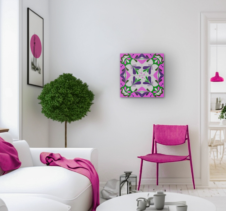 rosa hydraulisk flis lerretsbilde vintage - Tenstickers