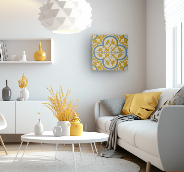 Gul hydraulisk flis lerretsbilde vintage - Tenstickers