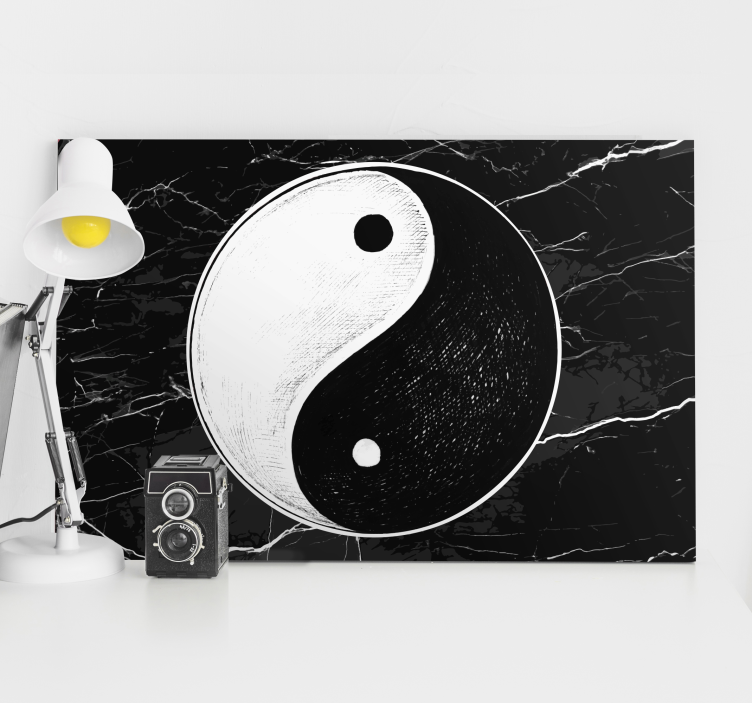 Yin yang marmor orientalsk lerretstrykk - Tenstickers