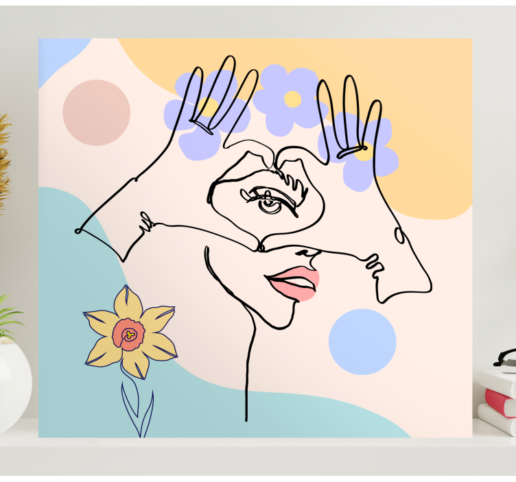 Abstrakt håndlinjearbeid kunst lerretsbilde - Tenstickers