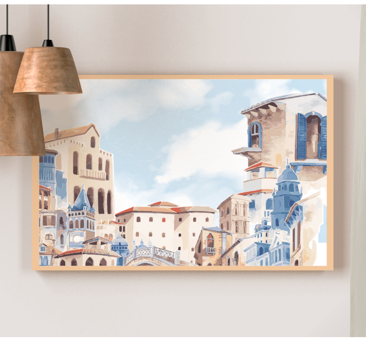 Akvarell by tegning lerretsbilde spedbarn - Tenstickers