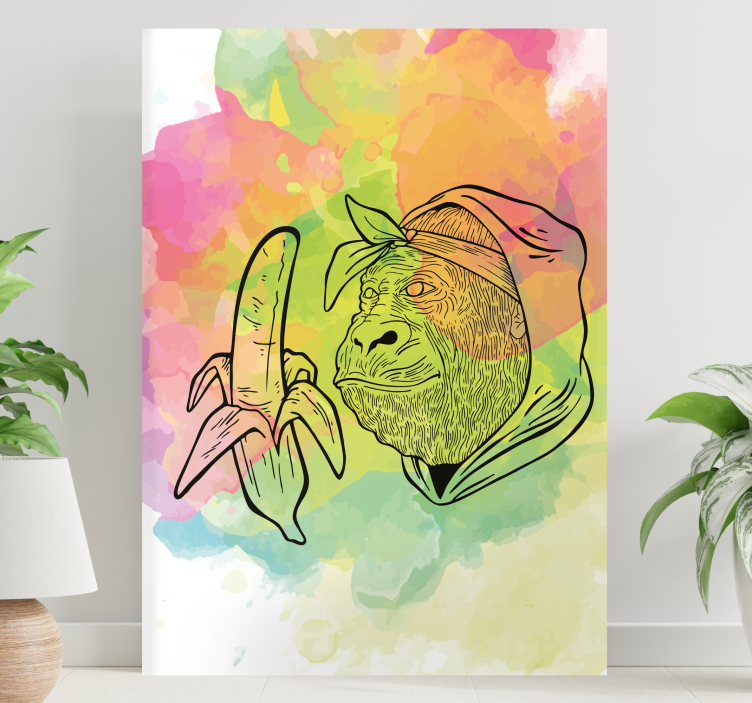 Alfabet lerretsbilde gorilla som holder banan - Tenstickers