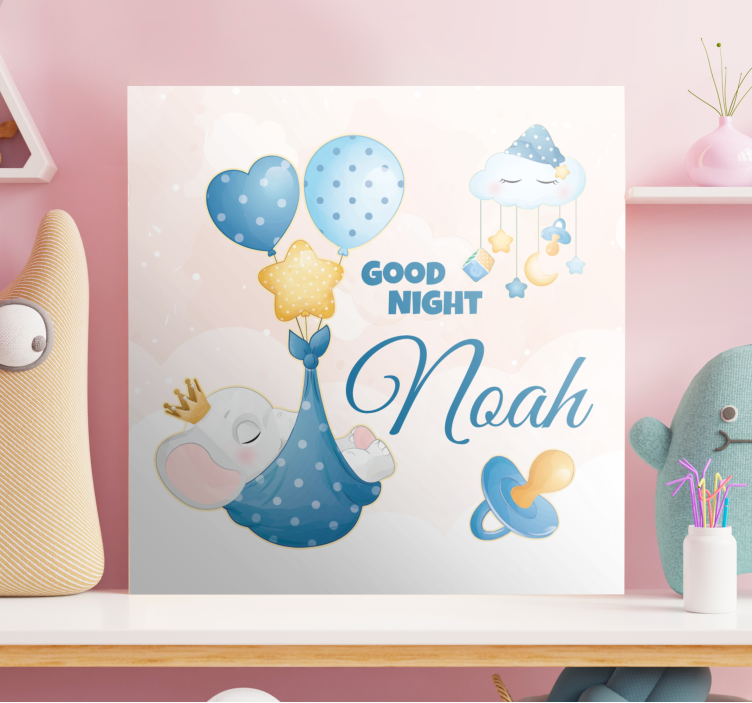 Baby lerretsbilde god natt elefant - Tenstickers