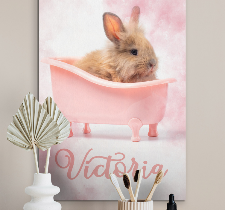 Bading baby bunny lerretsbilde spedbarn - Tenstickers
