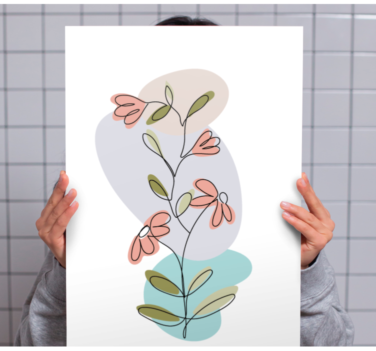 Blomst lerretsbilde botanisk blomsterkomposisjon - Tenstickers