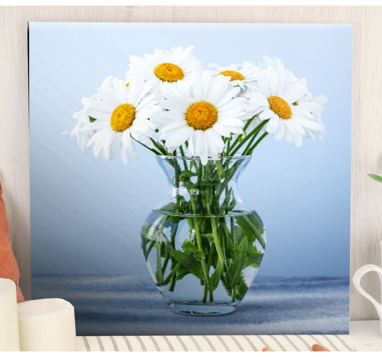 Blomst lerretsbilde daisies in glass - Tenstickers