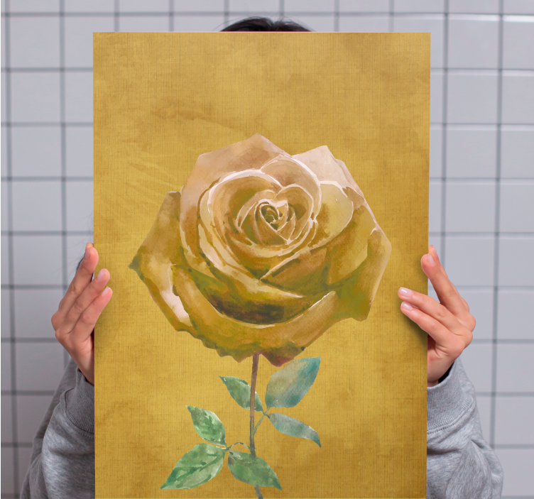 Blomst lerretsbilde elegant gylden rose - Tenstickers