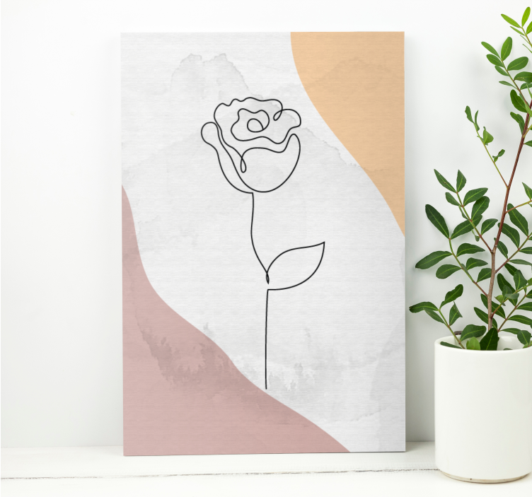 Blomst lerretsbilde elegant rosetegning - Tenstickers