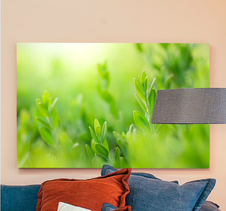 Blomst lerretsbilde frodig grønt nærbilde - Tenstickers