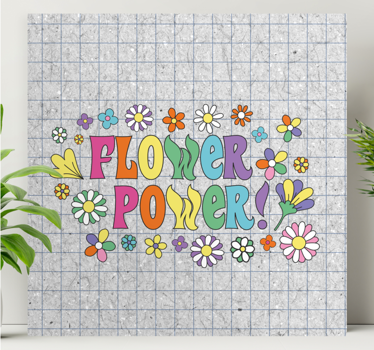 Blomst lerretsbilde med blomsterkraftdesign - Tenstickers