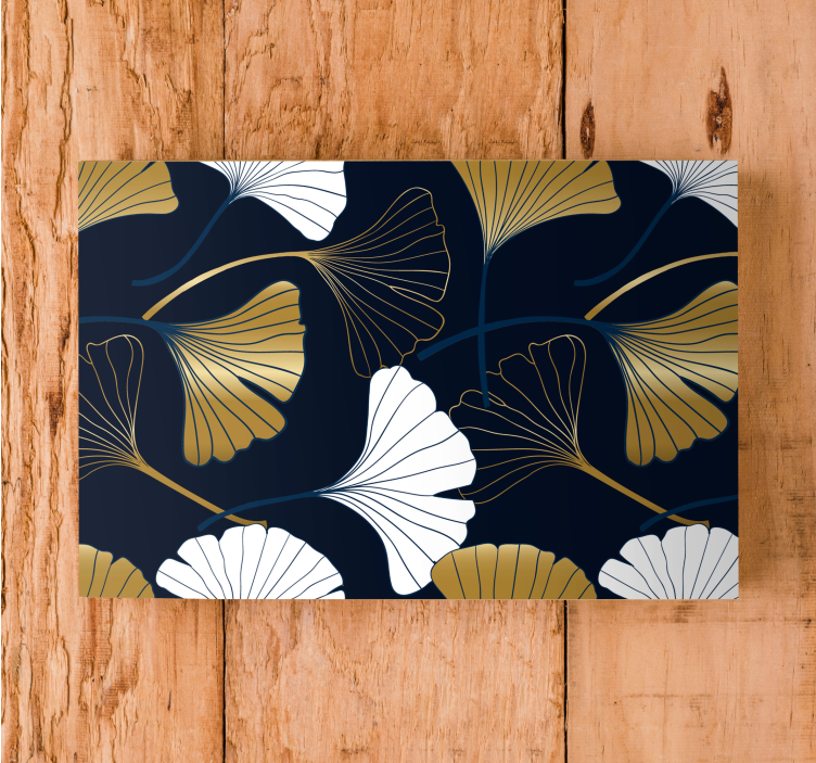 Blomst lerretsbilde med ginkgo-blad motiver - Tenstickers