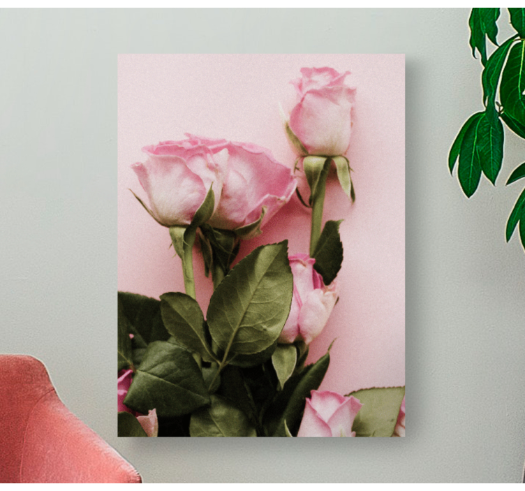 Blomst lerretsbilde rosa rose arrangement - Tenstickers