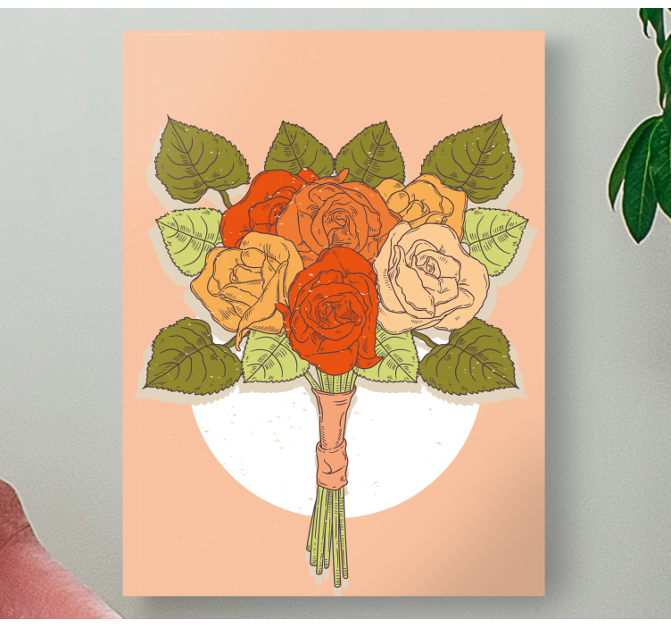 Blomst lerretsbilde rosedusk bouquet - Tenstickers
