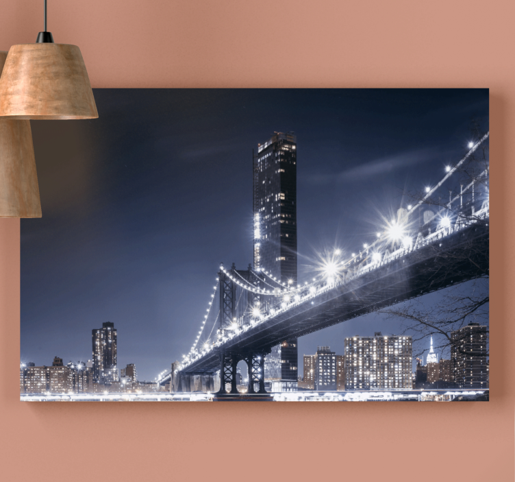 Brooklyn bridge lys byer lerretsbilde - Tenstickers