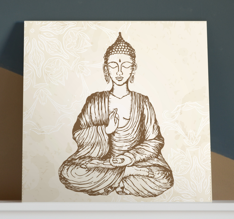 Buda vintage blomster buddha vegg kunst - Tenstickers
