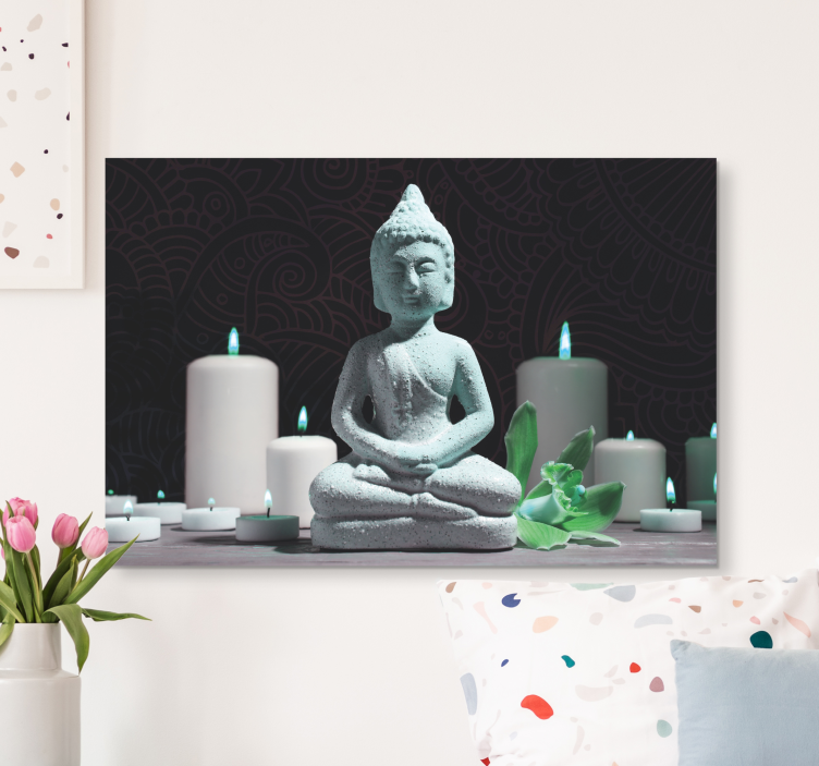 Buddha lerretsbilder med meditasjonsstatue - Tenstickers