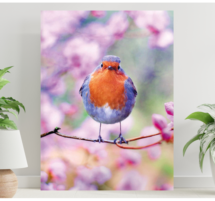 Charming robin perched fugle lerretsbilde - Tenstickers