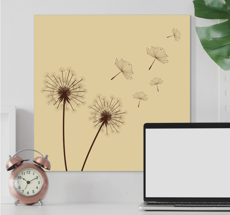 Dandelion seeds drifting blomst lerretsbilde - Tenstickers