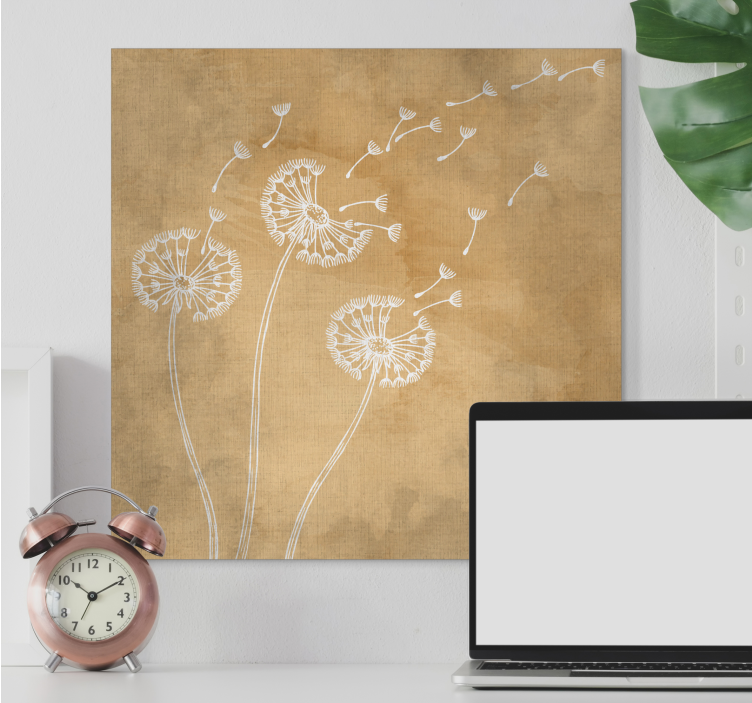 Dandelion seeds flow blomst lerretsbilde - Tenstickers