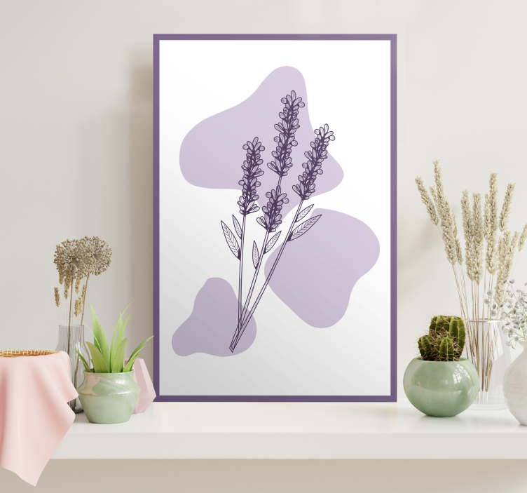 Tegning lavendel plante blomste lerretsbilde - Tenstickers