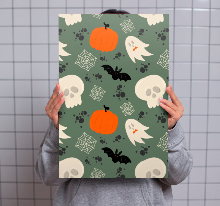 Dinosaurer lerretsbilde med halloween-tema - Tenstickers