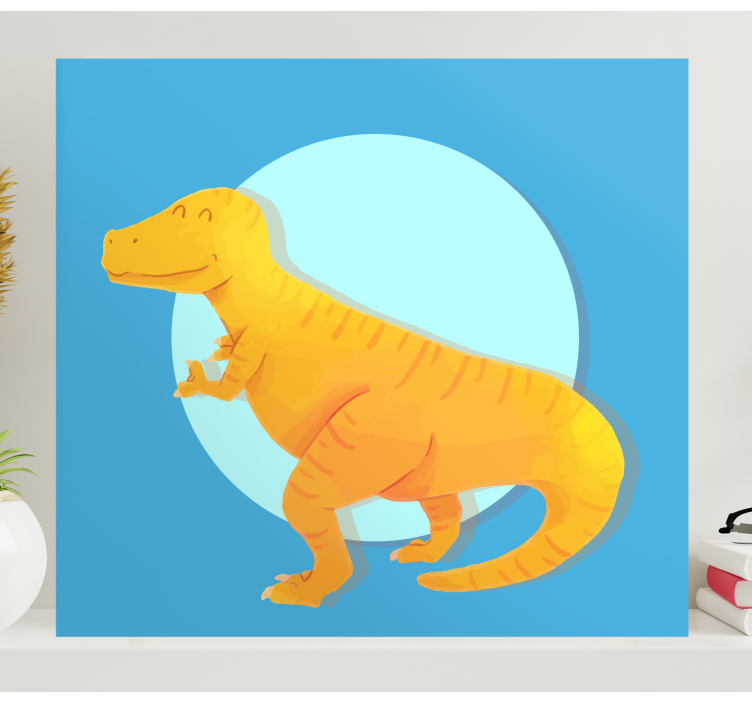 Dinosaurs lerretsbilde glad t-rex - Tenstickers